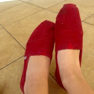 Toms red corduroy flats